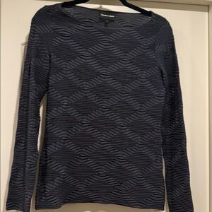 Emporio Armani Textured Gray Long Sleeve Top